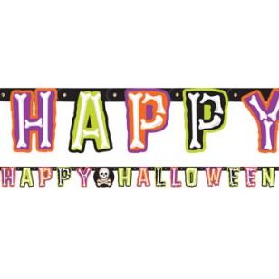 Skeleton Bones Happy Halloween Banner